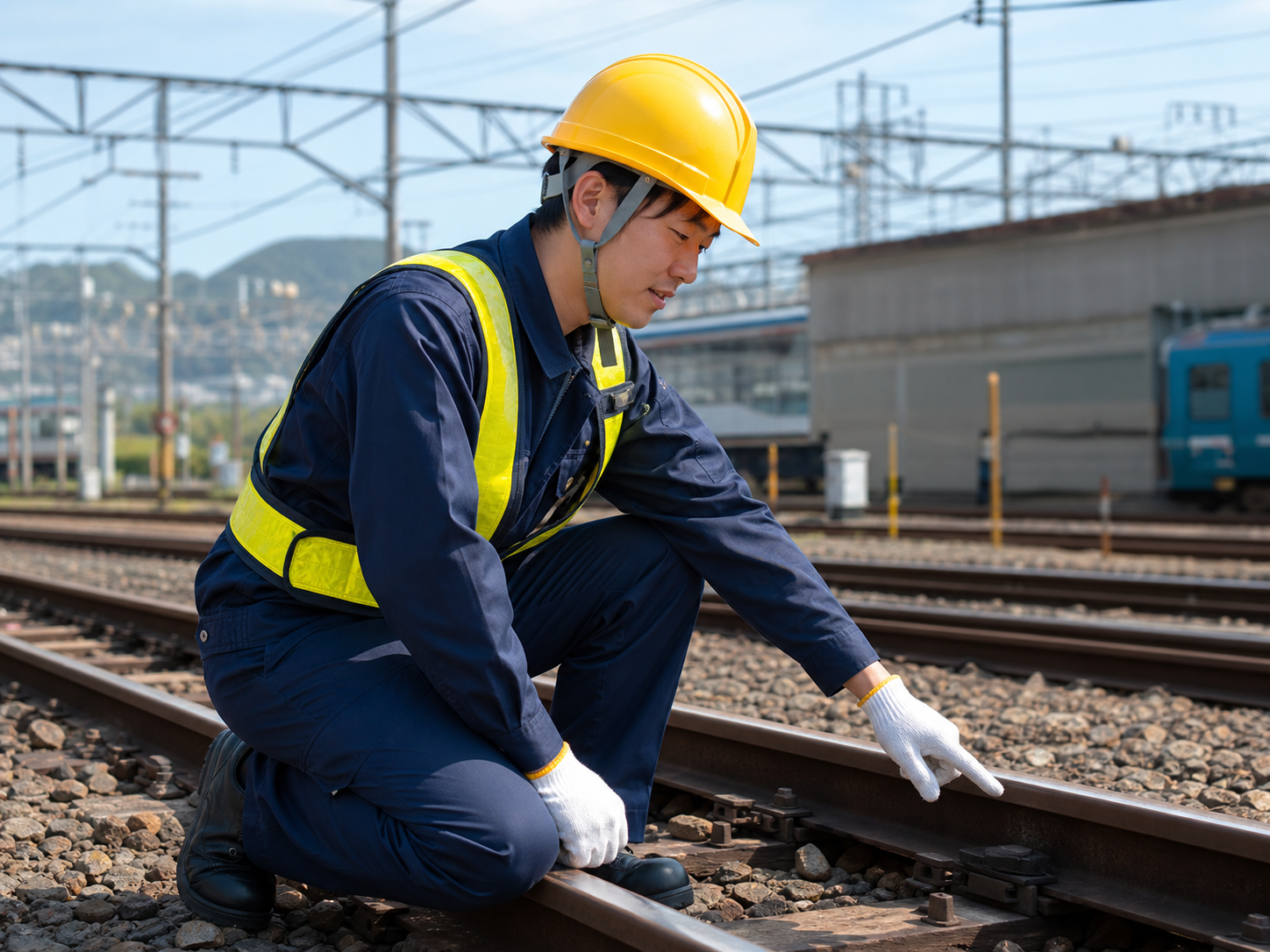 鉄道設備を点検するベトナム人スタッフ